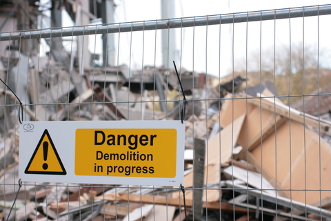 Danger Demolition In Progress Sign