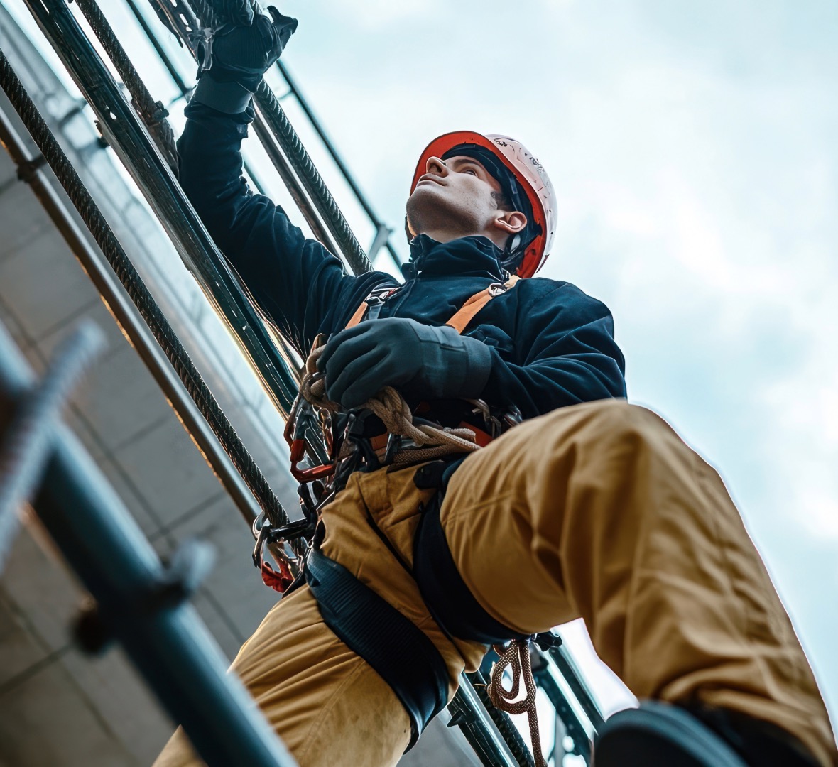 Workers in PPE during National Construction Safety Stand Down