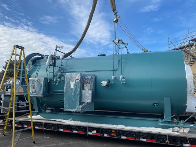 Secure storage of industrial boiler for rigging and assembly projects in New York and New Jersey.